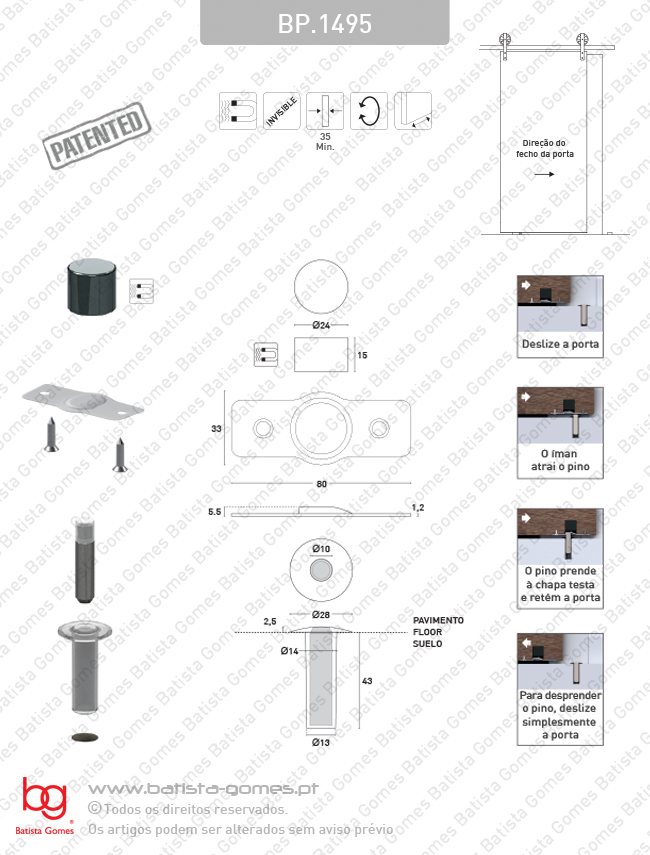 Batente para portas de correr - magn�tico e invis�vel